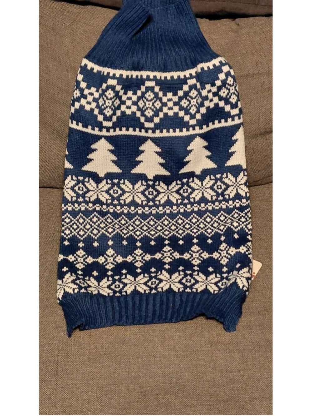 Unisex Auruza Dog Sweater Large Blue White Fair Isle